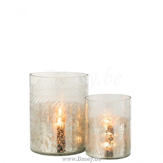 J Line Jline Hurricane Classic Craquelure Glass Transparent Silver Large lanterns hurricanes