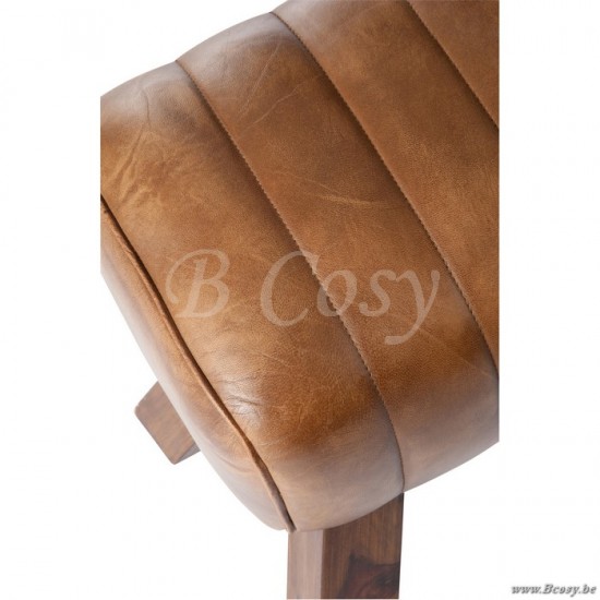 Jline 65008 gymbank leder bok j line J Line Bankje Marten Leder kleur cognac Zitmeubels Siège Seat Sitzmöbel Asientos Sedie MEUBELEN Poefs Voetbanken