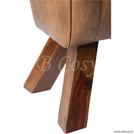 banc en cuir cognac et pieds bois 87x30x46cm poufs Jolipa Jline Banc De Gymnastique Cuir Bois Cognac