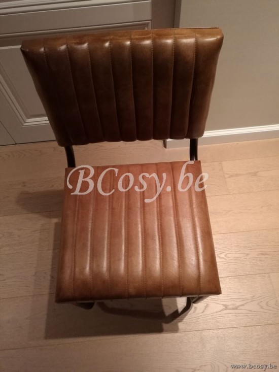 JLine Chaise luge en cuir cognac et pied métal 43x47x87cm