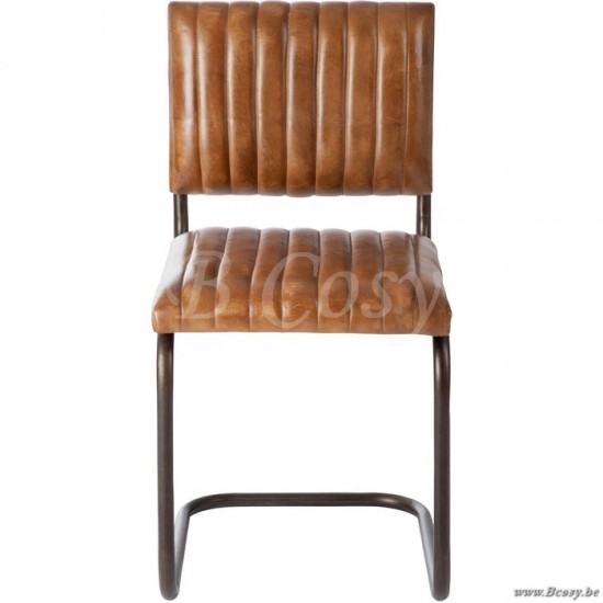 Jline 65016 design stoel modern leder metaal cognac j line J Line Eetkamerstoel Eugène Leder kleur cognac Zitmeubels Siège Seat Sitzmöbel Asientos Sedie MEUBELEN Stoelen Krukken