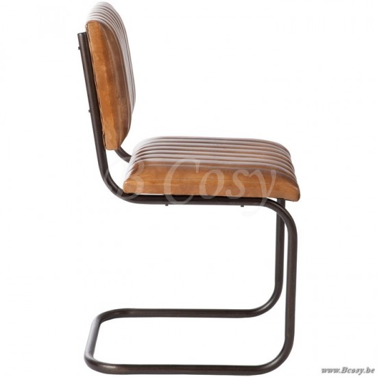 Chaise luge en cuir cognac et pied métal 43x47x87cm Design chaise cuir cognac J Line chaises en cuir Jolipa Jline Chaise Moderne Cuir Metal Cognac