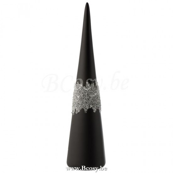 cones de noel Jolipa Jline Cone Glace Diamant Lignes Verre Mat Noir Large