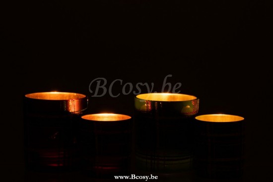 J Line Jline Teelichthalter Rauten Glas Rot Grün Large 2 Sortiert t lichthalter teelichtleuchter teelichte