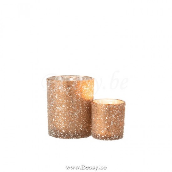 J Line Jline Tealight Holder Pearls Glass Dark Salmon Large tea lights holders