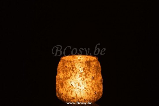 photophores Jolipa Jline Photophore Etoile Verre Antique Argent Small