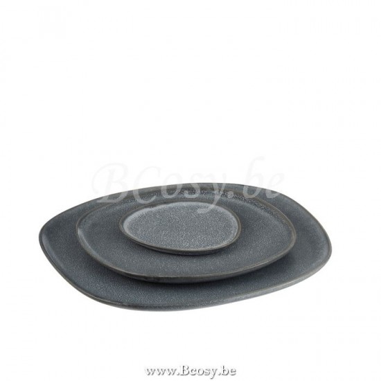 assiettes de présentation Jolipa Jline Assiette Louise Ceramique Gris Large
