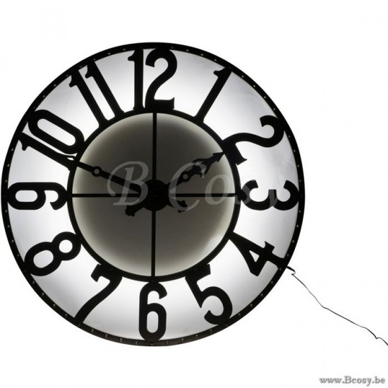 Horloge murale industrielle en métal J Line horloges murales Jolipa Jline Horloge Chiffres Romains Rond Fer Forge Marron Small