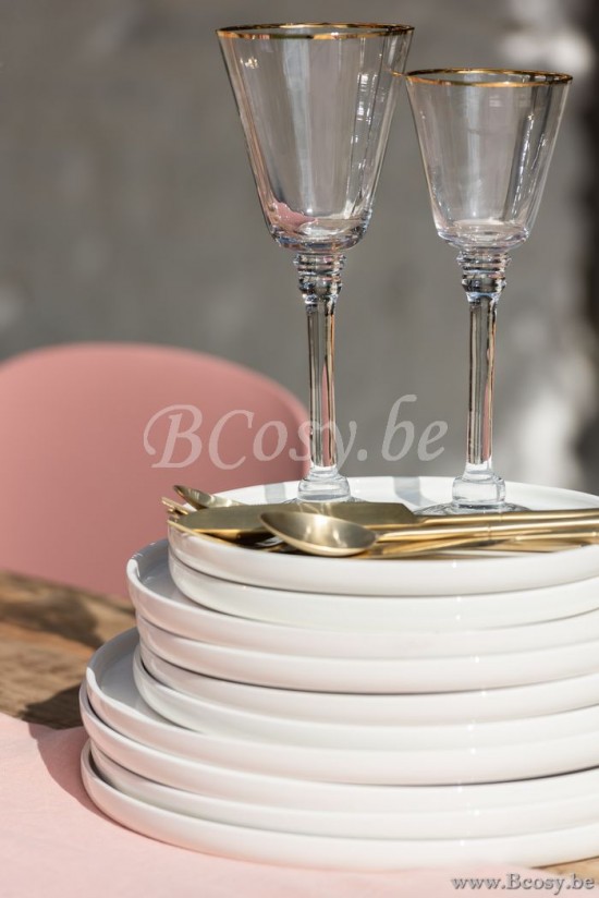 Jline Copa Vino Blanco Borde De Oro Cristal Transparante Oro