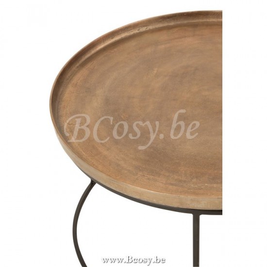 J Line Jline Set Van Drie Bijzettafel Rond Aluminium Roest