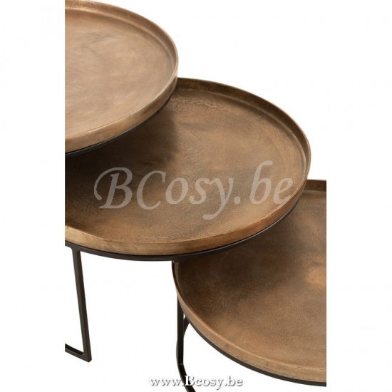 J Line Jline Set Of 3 Side Tables Round Aluminium Rust nesting side tables sidetables
