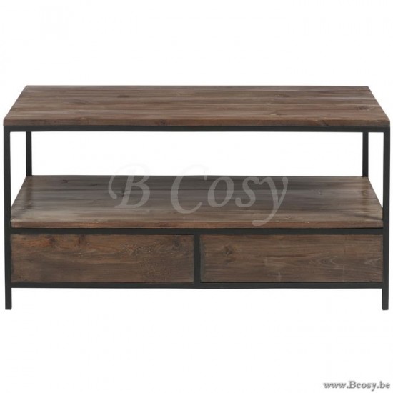 J Line Jline Coffee Table Wood Metal Brown Black tv television cabinets commodes