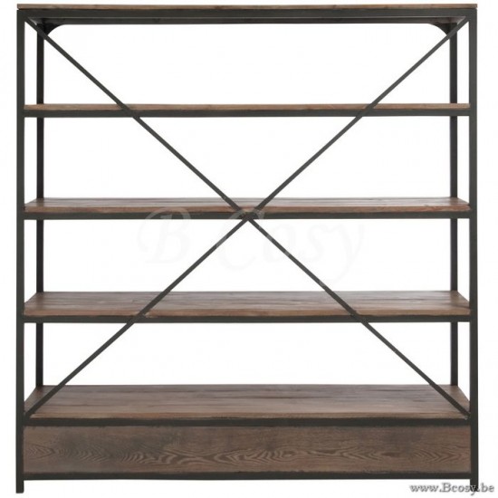 J Line Jline Rack 2 Drawers Wood Metal Brown Black cupboard racks