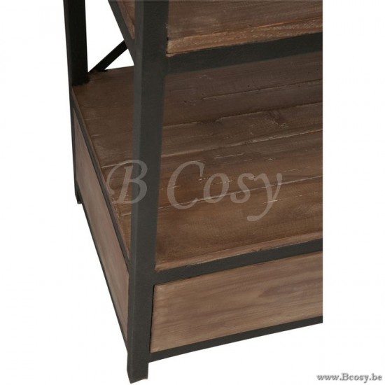 J Line Jline Scaffale 2 Cassetti Legno Metallo Marrone Nero Estantería 2 Cajones Madera Metal Marrón Negro