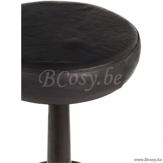 chaises tabourets de bar Jolipa Jline Tabouret Cuir Metal Noir