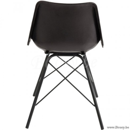 J Line Jline Stoel Loft Leder Metaal Zwart