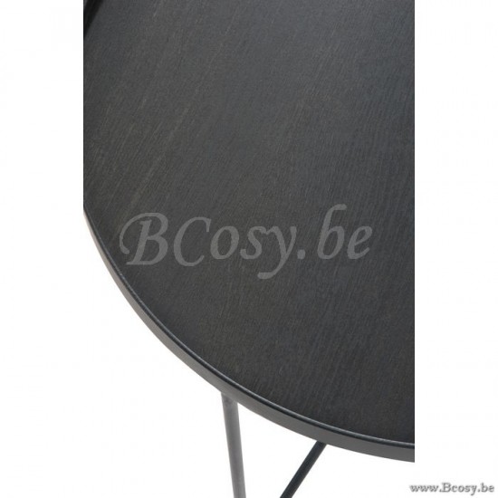 Jline 80423 j line bijzettafel retro hout metaal zwart Meubels Meubles Furniture Möbel Muebles Mobili MEUBELEN Bijzettafels