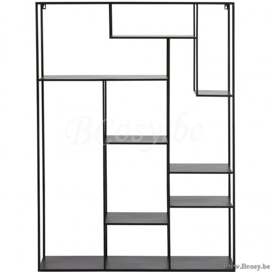 Jline 85536 rubic rek metaal zwart met 7 leggers j line Meubels Meubles Furniture Möbel Muebles Mobili MEUBELEN Rekken Opberging
