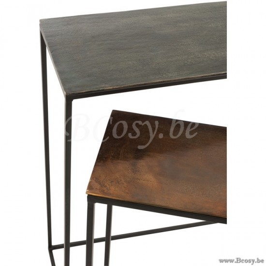 tables de drapier murales Jolipa Jline Set De 2 Console Rectangulaire Aluminium Noir Mix