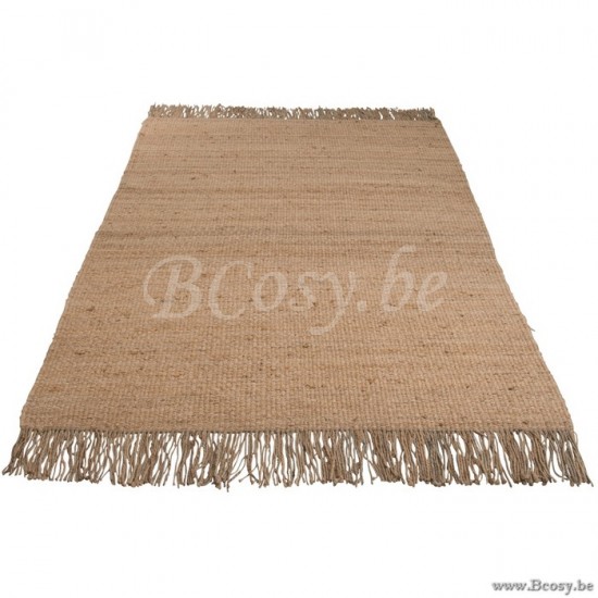 tapis moquettes Jolipa Jline Tapis Effiloche Jute Naturel