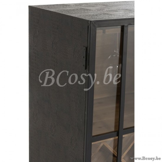 J Line Jline Barschrank 2 Schubladen Holz Glas Schwarz barschrank Barschraenke