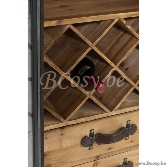 Jline Mueble Bar 2 Cajones Madera Vidrio Negro