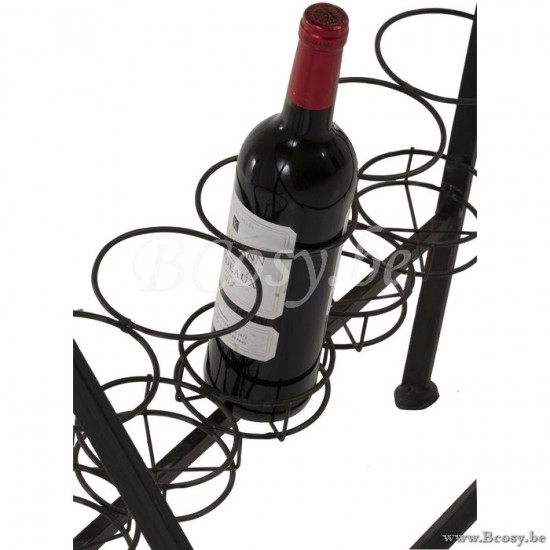 J Line Jline Tavolo Bottiglie Vetro Metallo Legno Nero Mesa Para Botella Copas Metal Madera Negro