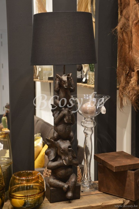 J Line Jline Lampe 3 Elefanten Poly Braun Lampenfusse Mit Schirmen Tischlampen Tischleuchten Innenleuchten