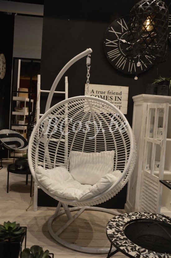 JLine J Line 91018 Witte Ronde Hangzetel HANGSTOEL ROND Staal Wit 110 hangstoel hangzetel schommelstoel