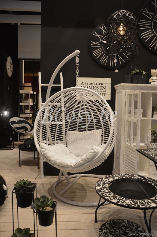 J Line Hangstoel Rond Staal Wit