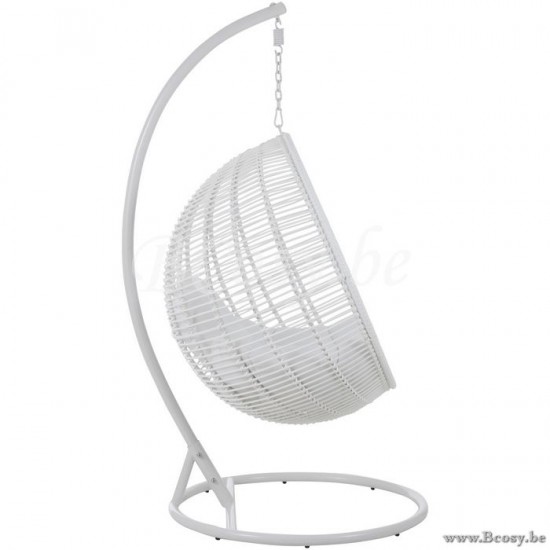 chaise suspendue oeuf Jolipa Jline Chaise Suspendue Rond Acier Blanc
