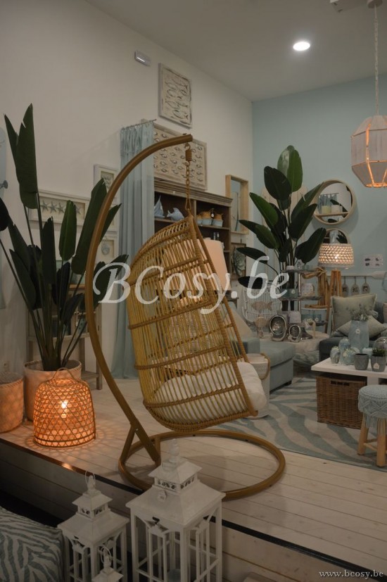 JLine J Line 91020 hangstoel egg chair j line outdoor furniture Naturelkleurige Ovalen Hangzetel HANGSTOEL OVAAL Staal Naturel 110 hangstoel hangzetel schommelstoel