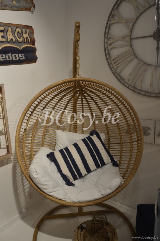 JLine J Line 91021 Naturelkleurige Ronde Hangzetel HANGSTOEL ROND Staal Naturel 110 hangstoel hangzetel schommelstoel