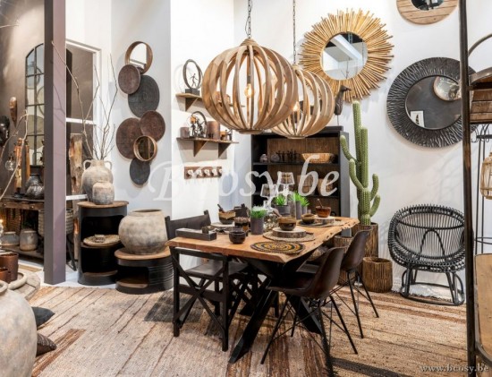 J Line Jline Tablett Spiegel Rund Rattan Large schalen tabletten