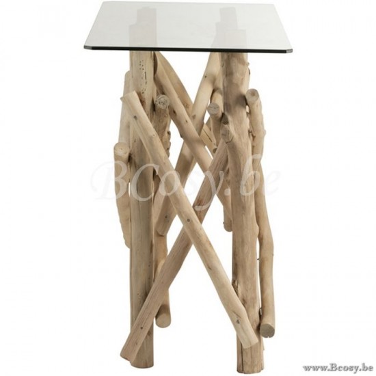 tables de drapier murales Jolipa Jline Console Rectangulaire Branches Bois Verre Naturel