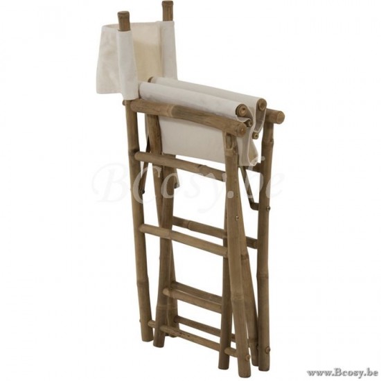 J Line Jline Chair Director Pliable Bamboo Textile Natural White director chairs