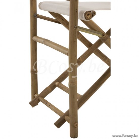 J Line Jline Stuhl Regisseur Biegsam Bambus Textil Naturell Weiß regiestuhl regiestuehle