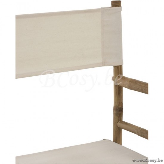 J Line Jline Sedia Da Regista Pieghevole Bambu Tessuto Naturale Bianco Silla De Director Plegable Bambou Tejido Natural Blanco