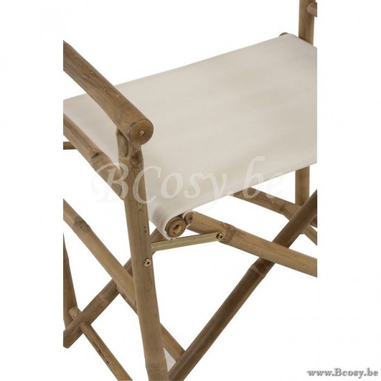 Jline Silla De Director Plegable Bambou Tejido Natural Blanco