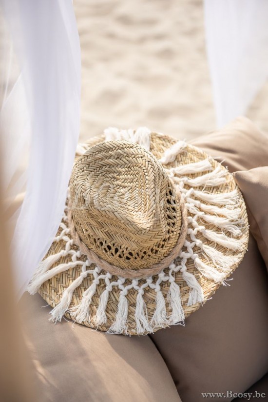 Jline Sombrero De La Playa Carrizo Yute Algodon Natural Crudo