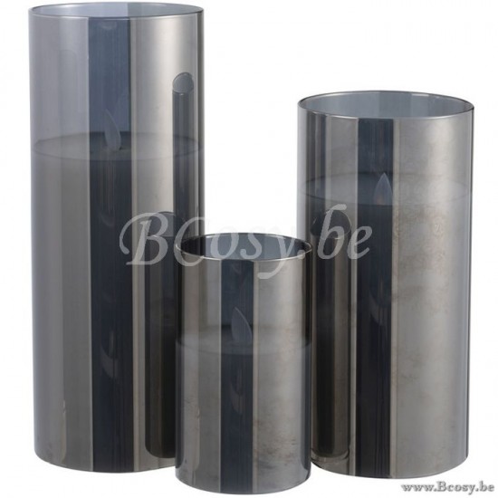 J Line Jline Ledlamp Blinkend Glas Grijs Large