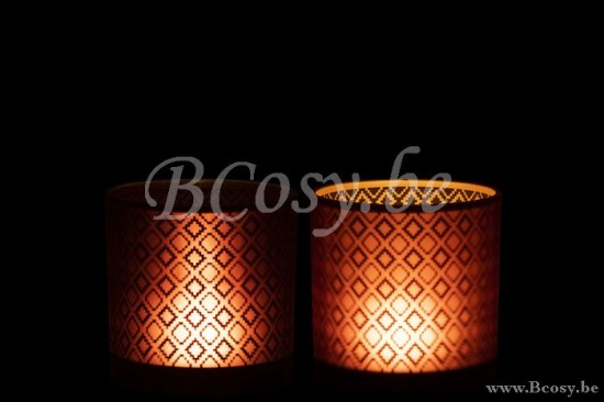 lanternes photophores Jolipa Jline Photophore Oriental Verre Rouge Or Medium Assortiment De 2