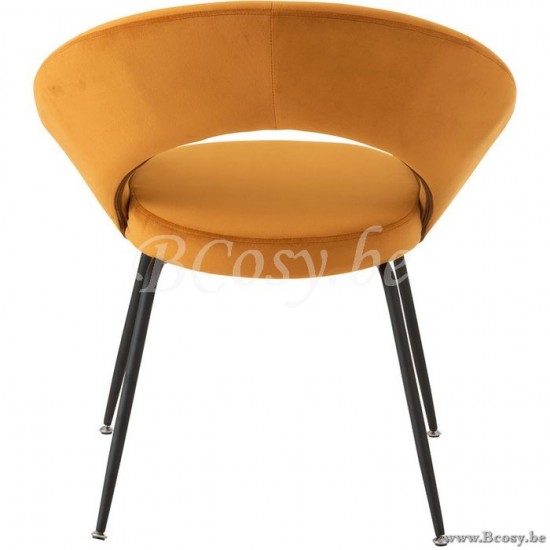 J Line Jline Stoel Rond Metaal Textiel Oker