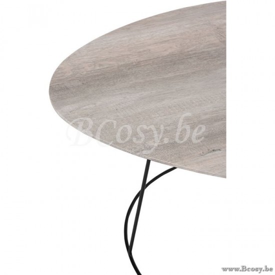 tables de salon basse Jolipa Jline Table De Salon Ovale Mdf Metal Naturel Noir Small