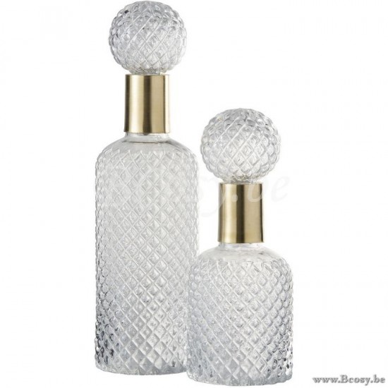 carafes a decanter Jolipa Jline Bouteille Bouchon Decoratif Relief Verre Transparent Large