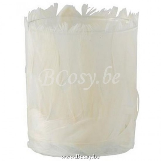 J Line Jline T Lichthouder Veren Glas Creme Small