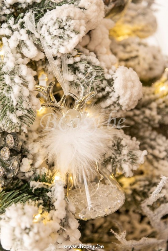 Jline Bolas De Navidad Reno Led Pluma Vidrio Claro Small