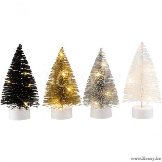 J Line Jline Display 12Kerstboom Led Glitter Plastiek Zwart Zilver Goud