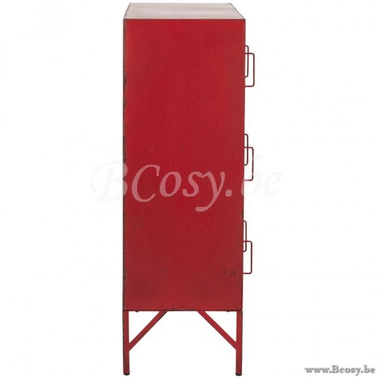 J Line Jline Kast 9 Laden Metaal Rood