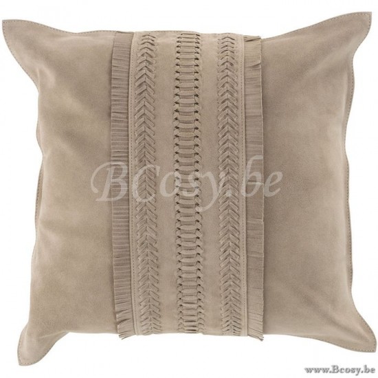 coussins Jolipa Jline Coussin Bord Carre Cuir Gris Clair